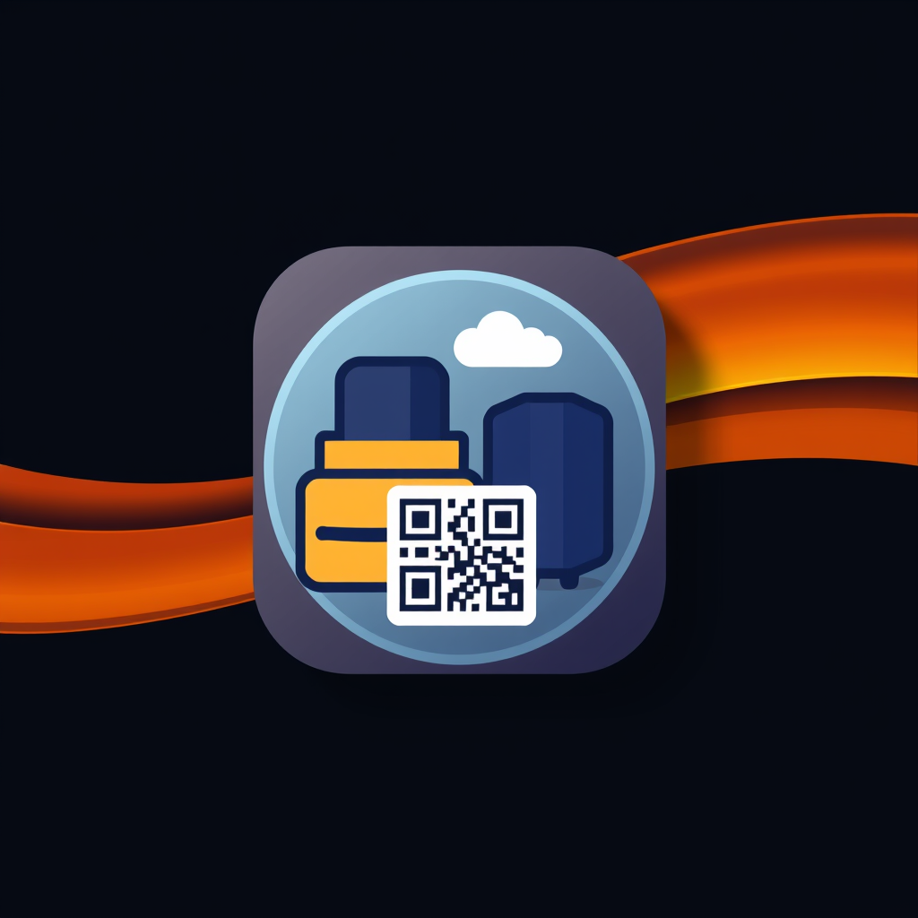 AI Design for an app icon for ios for an inventory app which scaned value assets from asset accounting with a small qr code
