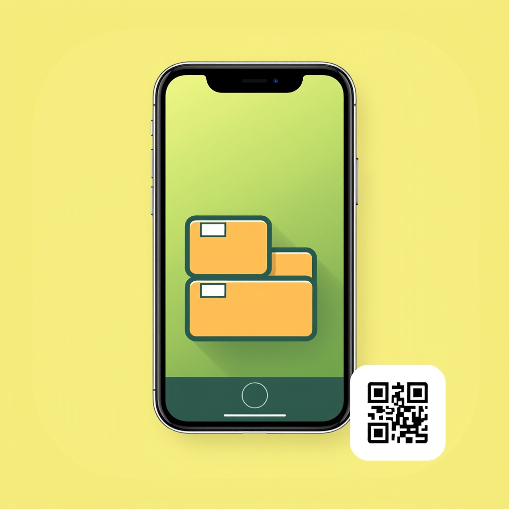 AI Design for an app icon for ios for an inventory app which scaned value assets from asset accounting with a small qr code