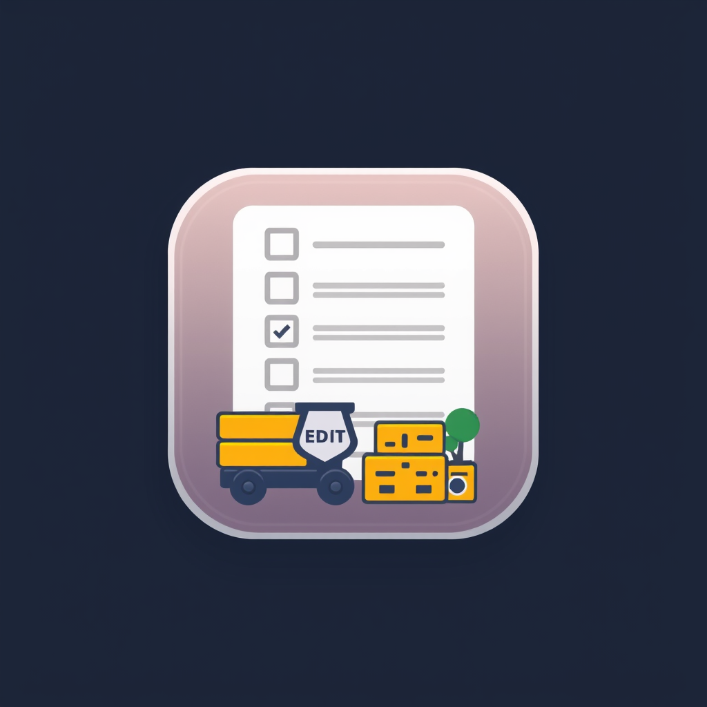 AI Design for an app icon for ios for an inventory app which create a list with industrial machines machines from asset accounting