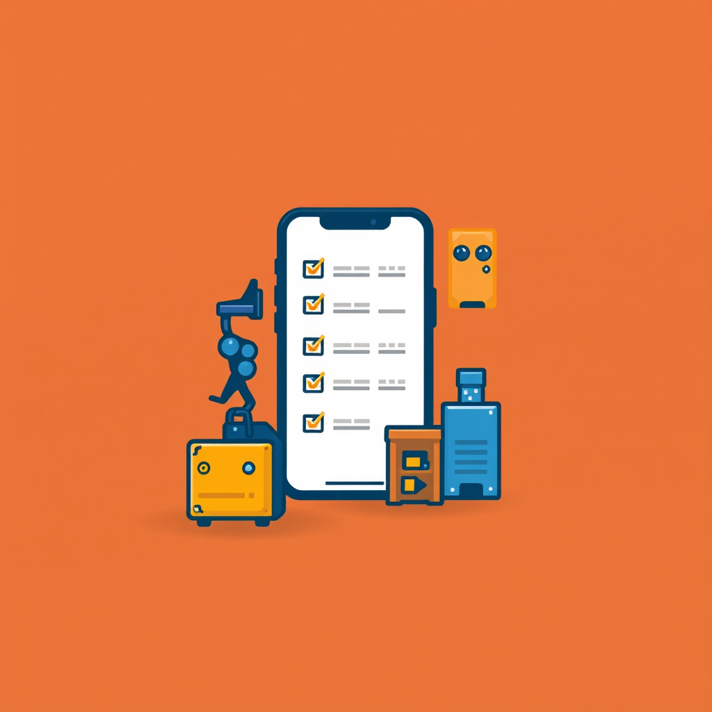 AI Design for an app icon for ios for an inventory app which create a list with industrial machines machines from asset accounting