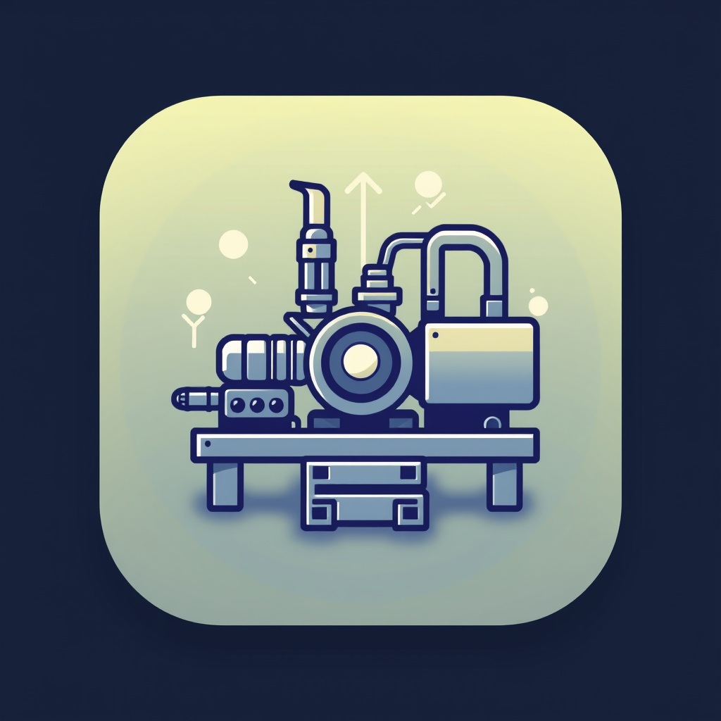 AI Design for an app icon for ios for an inventory app which create a list with industrial machines machines from asset accounting