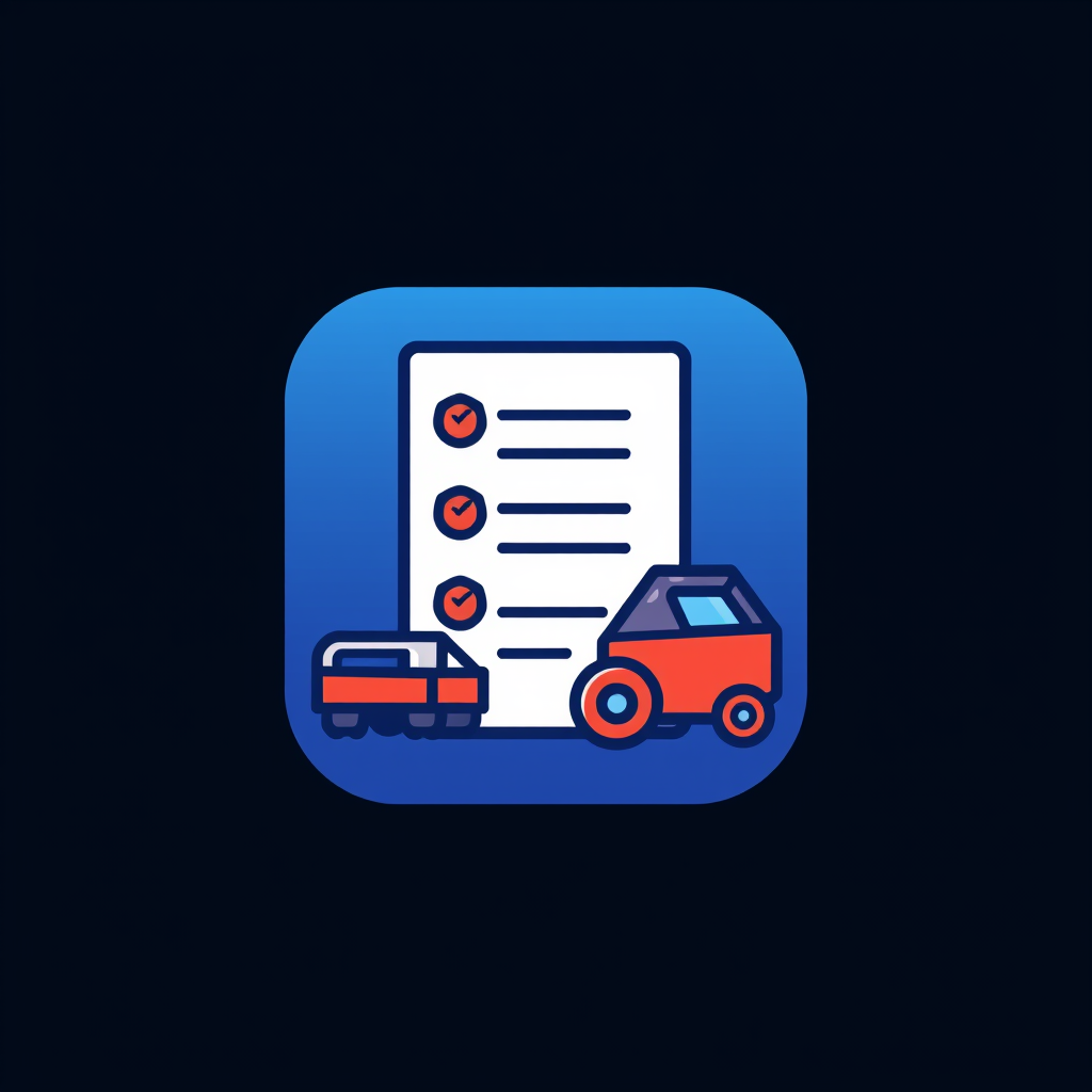 AI Design for an app icon for ios for an inventory app which create a list with industrial machines machines from asset accounting
