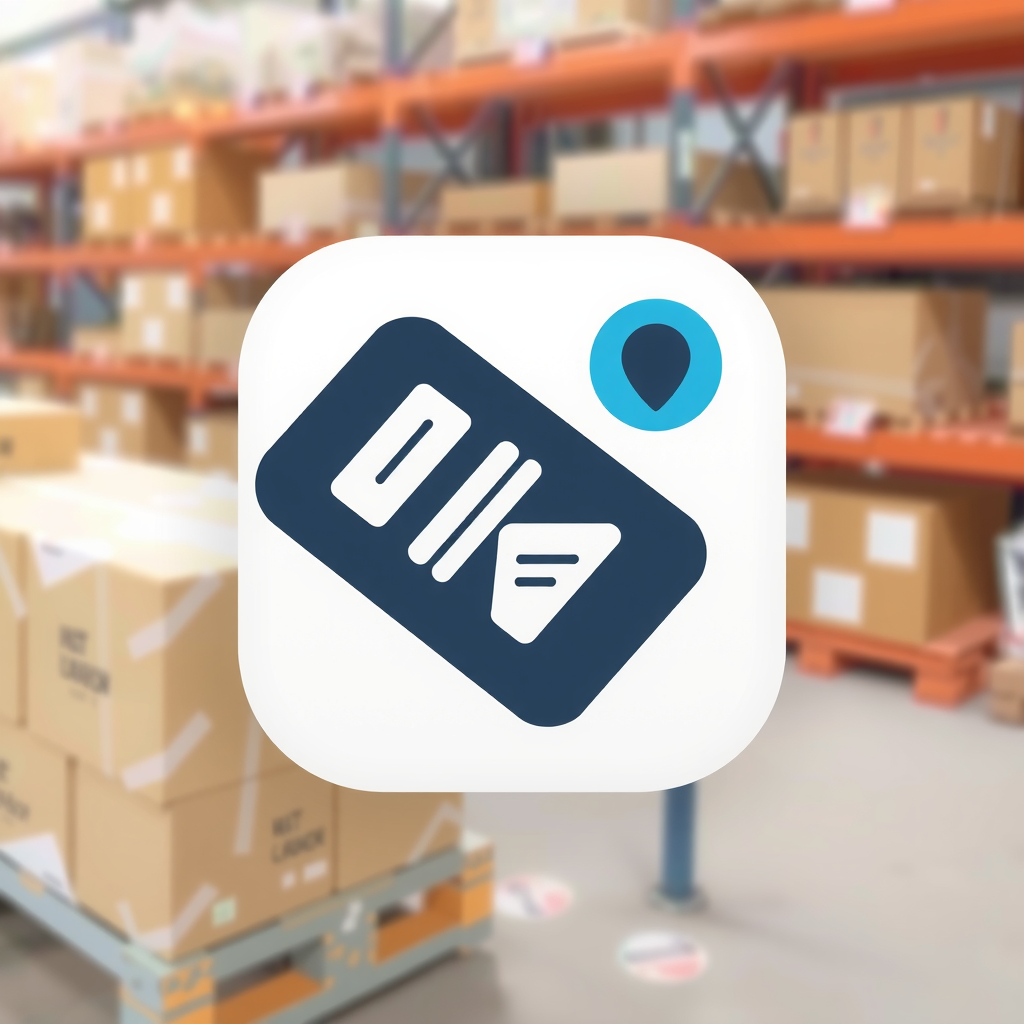 AI Design for an app icon for ios for an inventory app which create a list with industrial machines machines from asset accounting