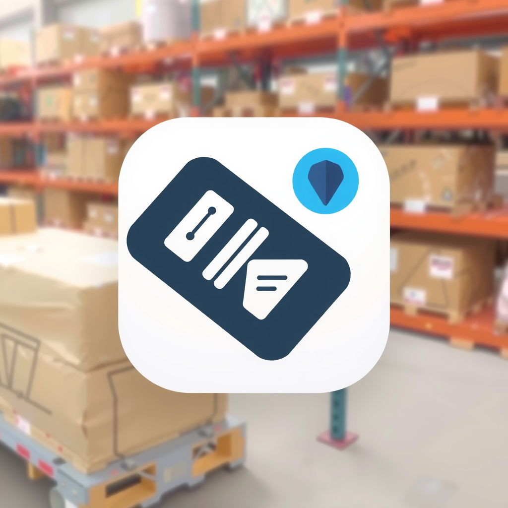 AI Design for an app icon for ios for an inventory app which create a list with industrial machines machines from asset accounting