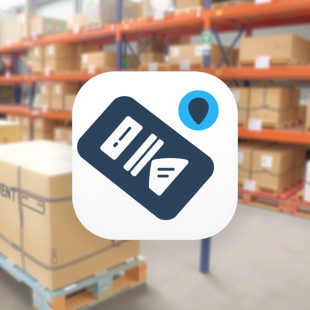 AI Design for an app icon for ios for an inventory app which create a list with industrial machines machines from asset accounting