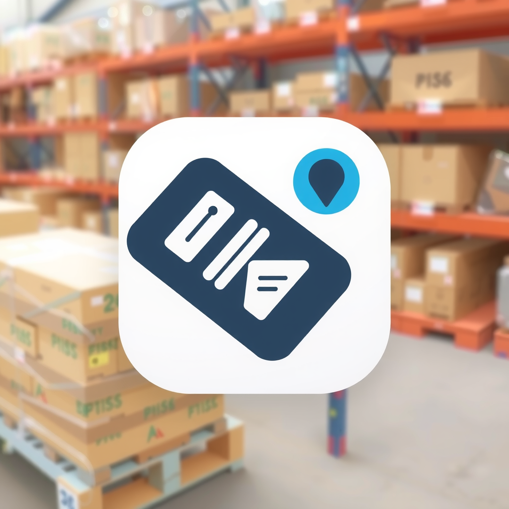 AI Design for an app icon for ios for an inventory app which create a list with industrial machines machines from asset accounting