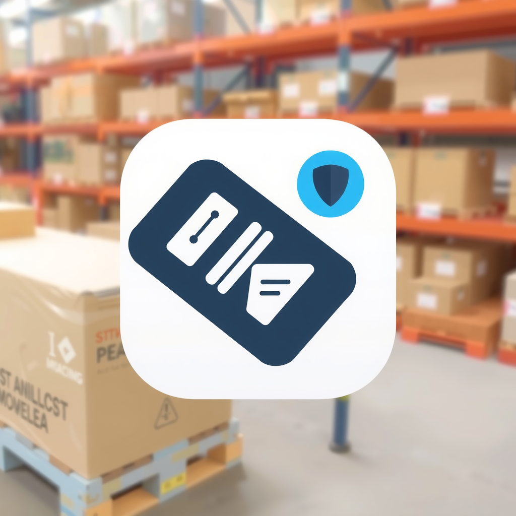 AI Design for an app icon for ios for an inventory app which create a list with industrial machines machines from asset accounting
