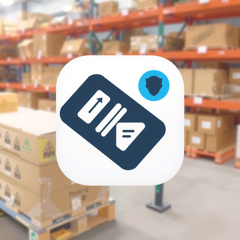 AI Design for an app icon for ios for an inventory app which create a list with industrial machines machines from asset accounting