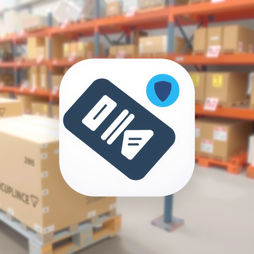 AI Design for an app icon for ios for an inventory app which create a list with industrial machines machines from asset accounting