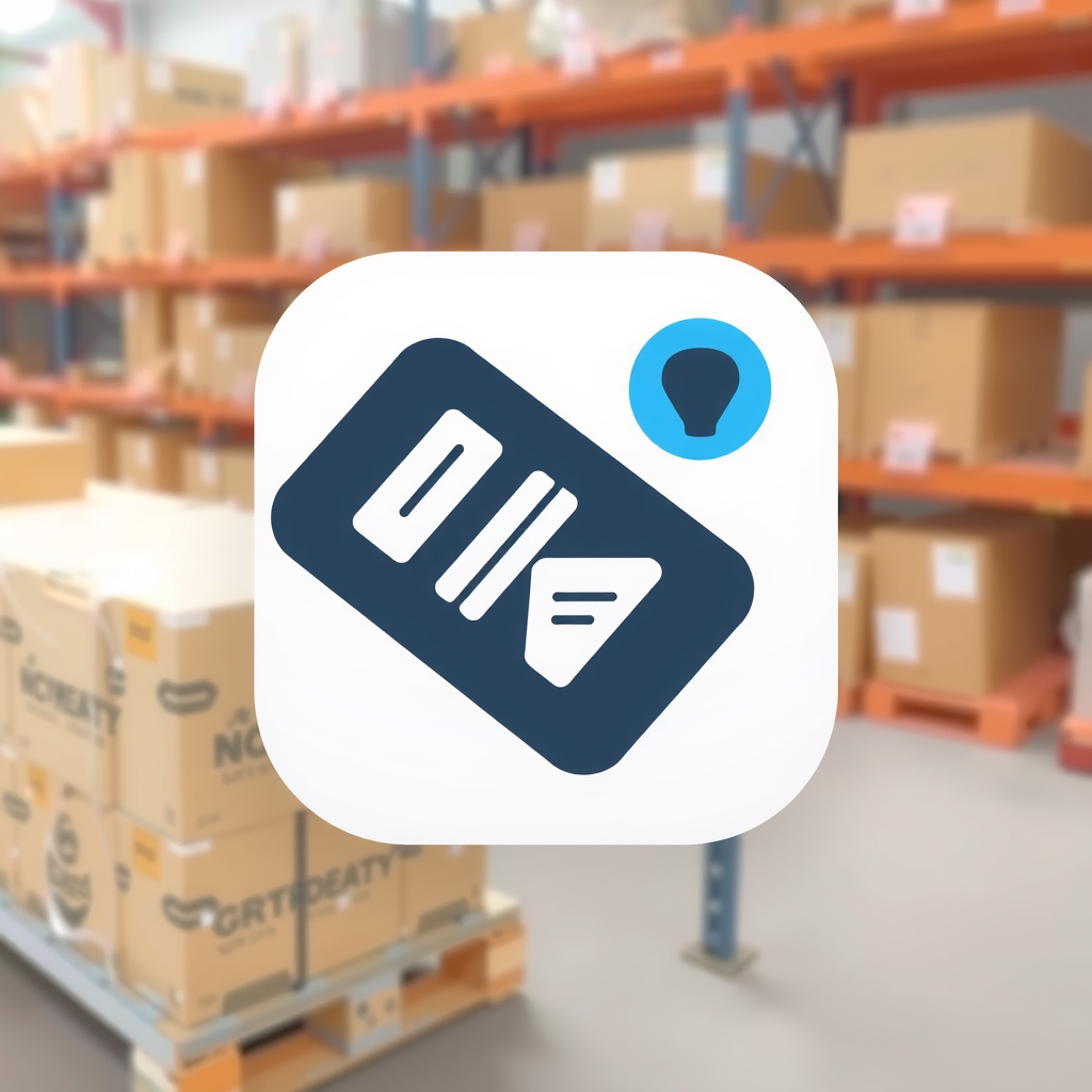 AI Design for an app icon for ios for an inventory app which create a list with industrial machines machines from asset accounting