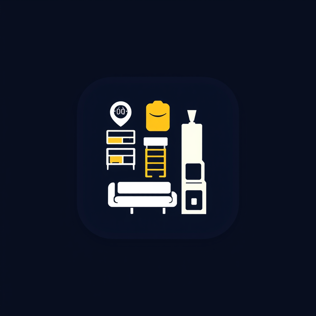 AI Design for an app icon for ios for an inventory app which scaned furniture and machines from asset accounting