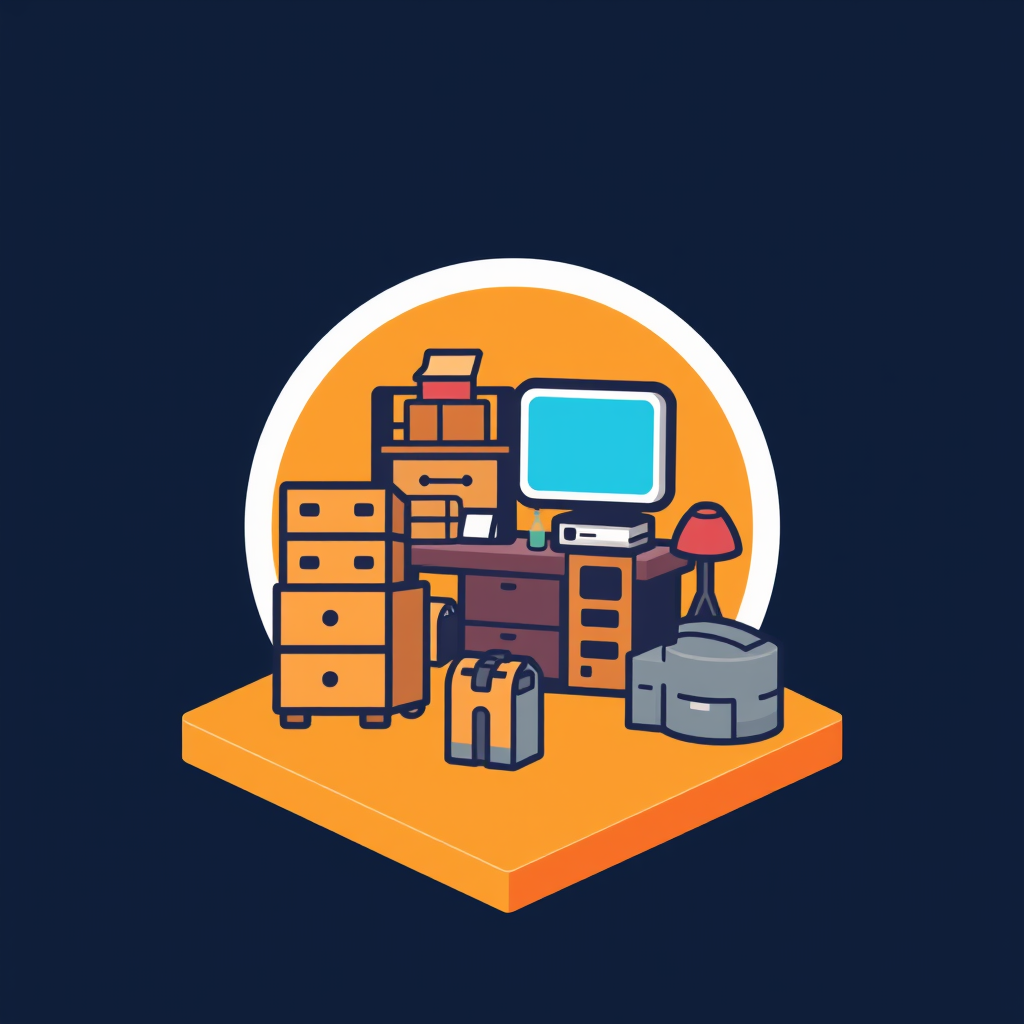 AI Design for an app icon for ios for an inventory app which scaned furniture and machines from asset accounting