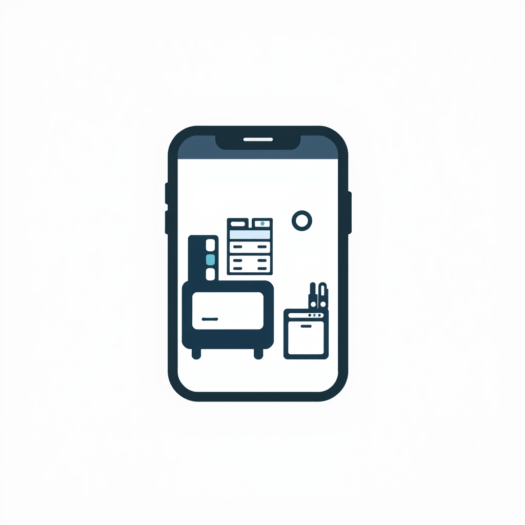 AI Design for an app icon for ios for an inventory app which scaned furniture and machines from asset accounting