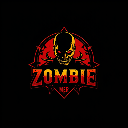AI Design for use the colour scheme black red and gold, include a zombie