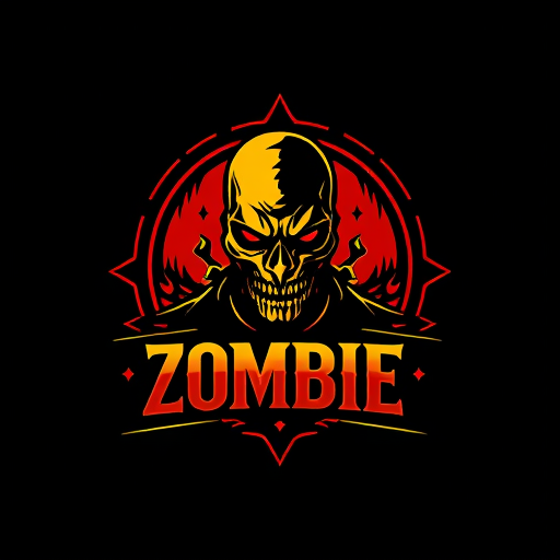 AI Design for use the colour scheme black red and gold, include a zombie