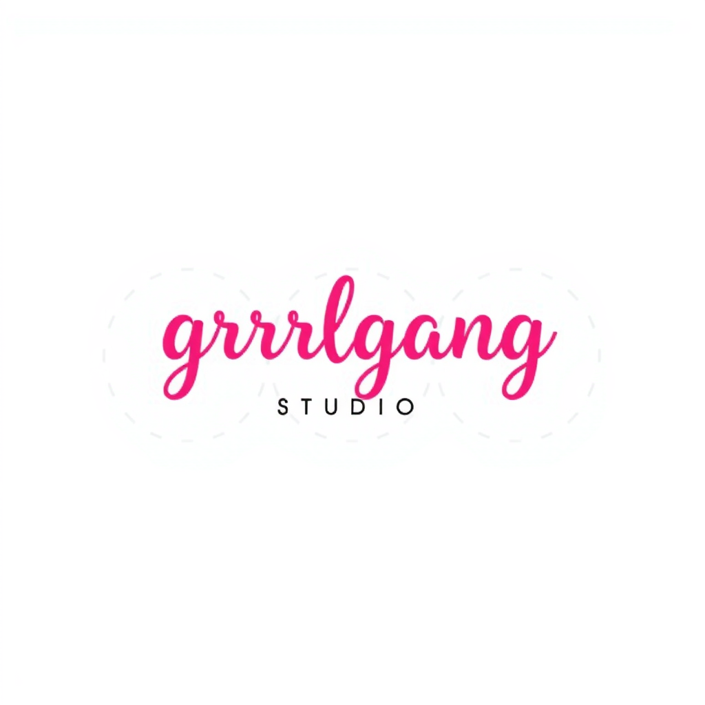 AI Design for "grrrlgang studio" make it minimalist but girly and bold and brave