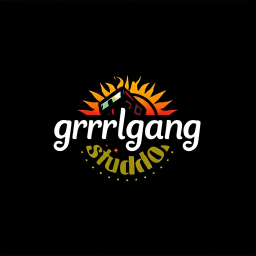 AI Design for make me a logo "grrrlgang studio" it is a creative studio that produces prints,graphics, design one of their service is making zine