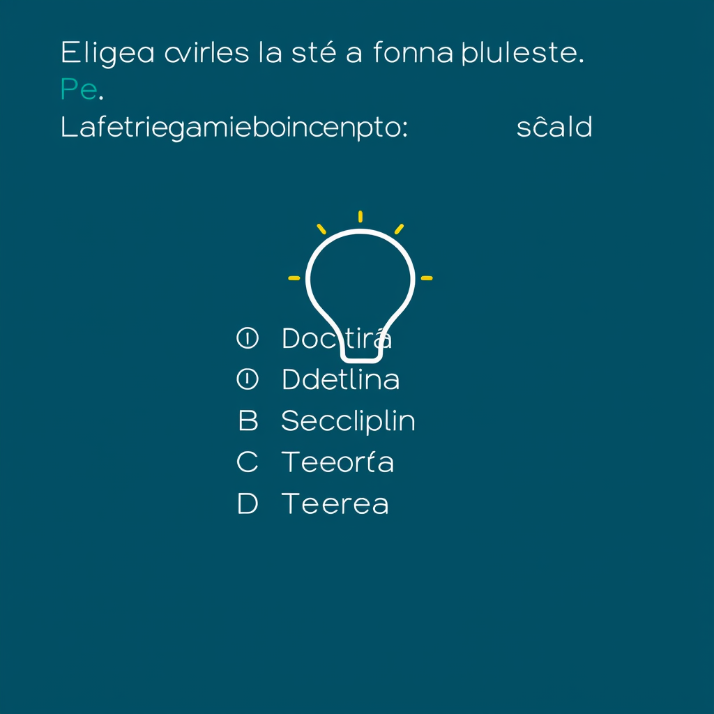 AI Design for Elige la palabra que más se aleja del significado de: Doctrina A) Ideario B) Disciplina C) Teoría D) Idea