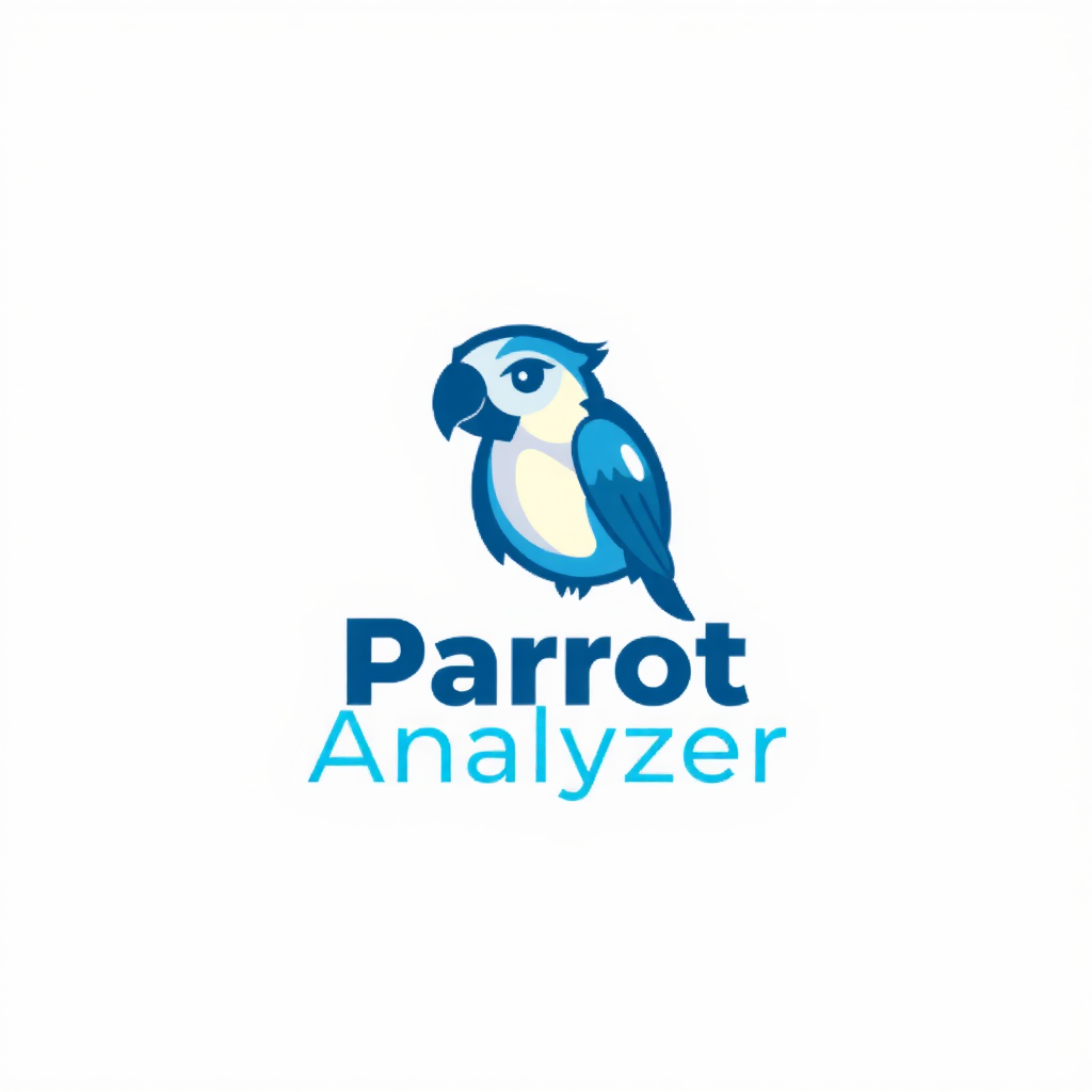 AI Design for Design a logo for an app which is named as a Parrot Analyzer and i need image in a blue theme and eyes should be calm and it should be positive looking