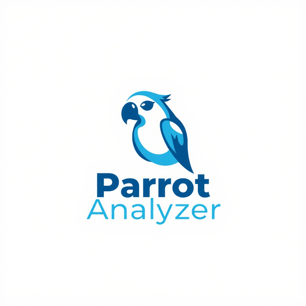 AI Design for Design a logo for an app which is named as a Parrot Analyzer and i need image in a blue theme and eyes should be calm and it should be positive looking
