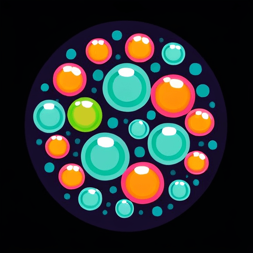 AI Design for Interacting bacterial cells. Style is scientifically accurate cells, flat, colourful
