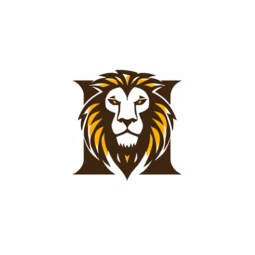 AI Design for The lion's head can be stylized to fit within the shape of the letter H