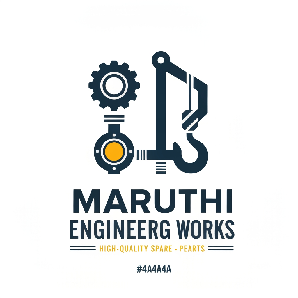 AI Design for Design a premium modern industrial logo for "Maruthi Engineering Works", a company that manufactures and supplies high-quality spare parts for cranes, JCBs, excavators, loaders, and heavy construction machinery.
Create a bold geometric emblem combining a gear, mechanical bearing, hydraulic piston, and an abstract crane hook into one clean icon. The design should symbolize strength, precision engineering, durability, and trust.
Typography should be bold uppercase sans-serif with excellent readability.
Color palette:
Deep Industrial Blue (#153B6D)
Construction Yellow (#F5B400)
Gunmetal Grey (#4A4A4A)
Flat vector style, minimal, timeless, scalable, premium branding, white background, balanced composition, negative space, suitable for signage, business cards, machinery branding, uniforms, invoices, and website.
Avoid clipart, gradients, shadows, mascots, cartoon style, excessive details, and generic stock logos.