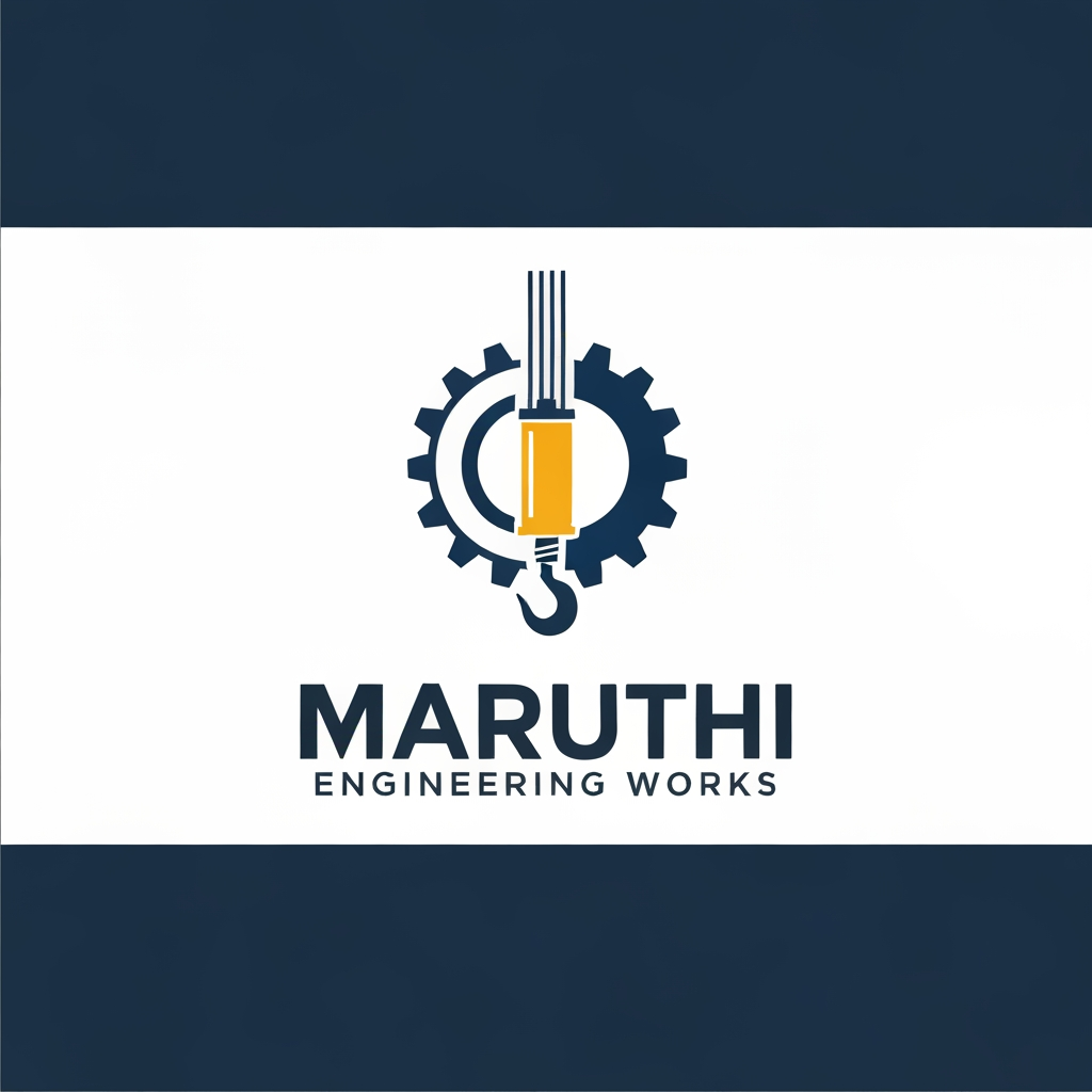AI Design for Create a world-class engineering company logo similar in quality to Caterpillar, Komatsu, Liebherr, Bosch, or SKF branding.
Business Name:
MARUTHI ENGINEERING WORKS
Industry:
Heavy Equipment Spare Parts
Crane Components
JCB Spare Parts
Earthmoving Machinery
Icon:
Minimal gear combined with a crane hook and hydraulic cylinder.
Style:
Swiss design
Flat vector
Premium corporate identity
Industrial precision
Strong negative space
Balanced proportions
Colors:
Industrial Blue
Charcoal Grey
Construction Yellow
High contrast, clean edges, scalable vector logo.
