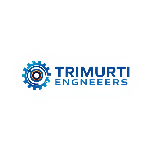 AI Design for Text logo which having text TRIMURTI ENGINEERS SINCE 1980 with font gugi and left to that text rotating manufacturing company wheel