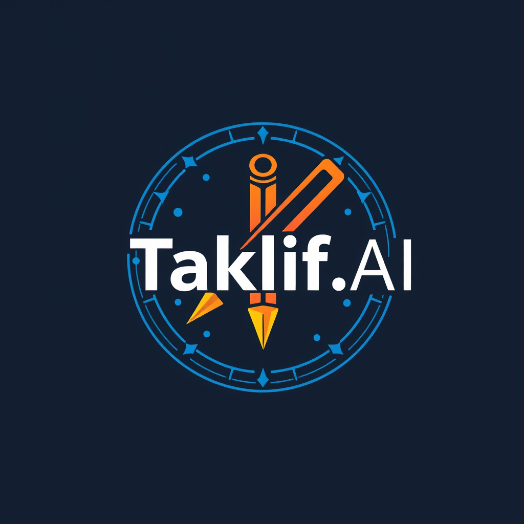 AI Design for I want to generate logo for my startup called "Taklif.AI", taklif is an arabic word means assignment .. key words: assignment, pen, ai