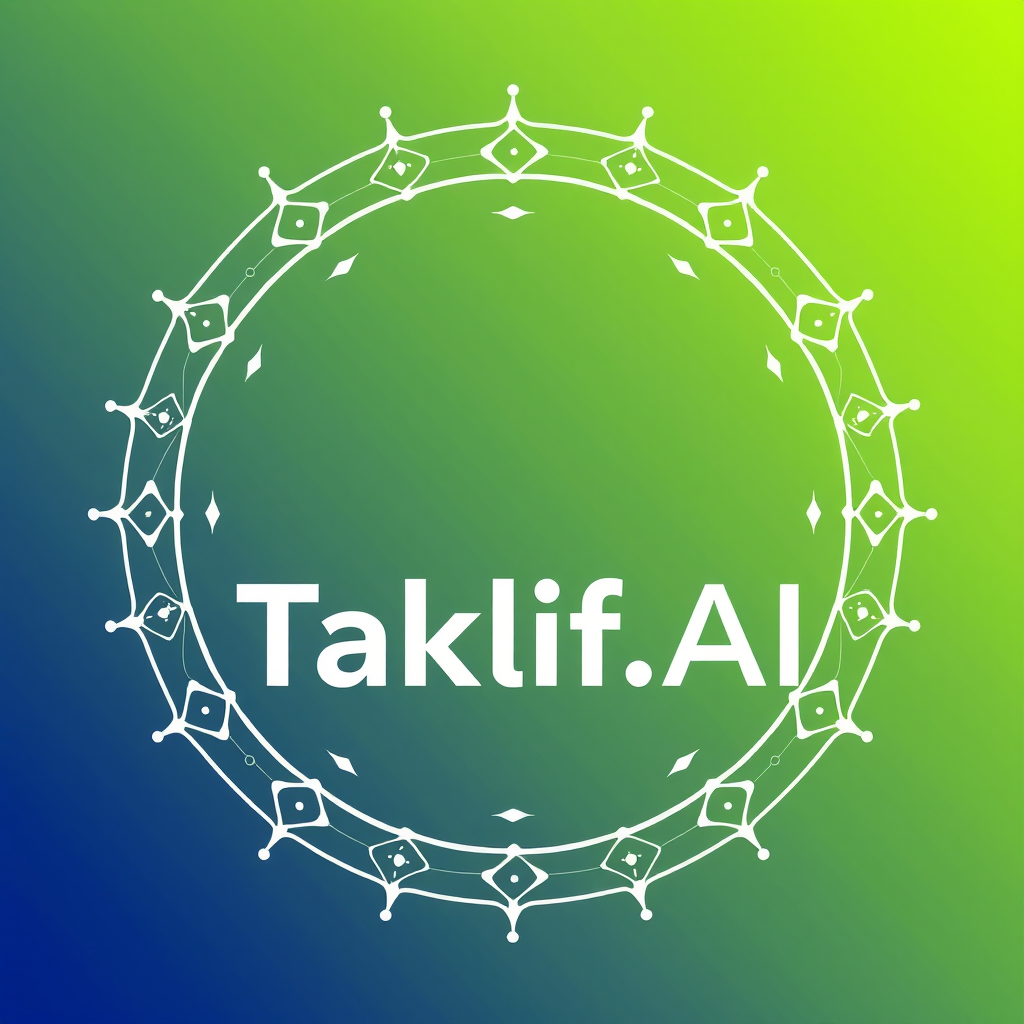 AI Design for Design a modern, tech-inspired logo for a startup called 'Taklif.AI.' The word 'Taklif' is Arabic for 'assignment.' our slogan is Empowering Instructors to Craft Unique and Original Programming, Data Science, and Math Assignments with LLMs