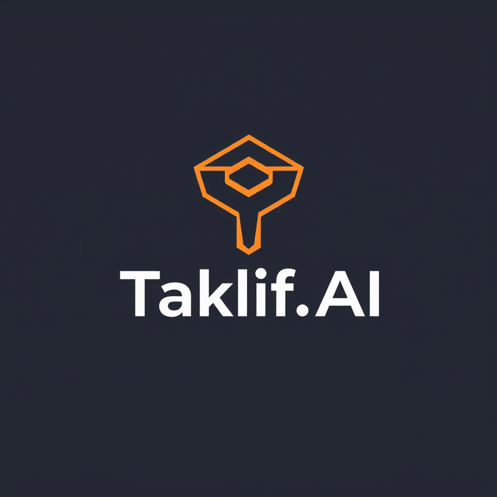 AI Design for Design a modern, tech-inspired logo for a startup called 'Taklif.AI.' The word 'Taklif' is Arabic for 'assignment.' our slogan is Empowering Instructors to Craft Unique and Original Programming, Data Science, and Math Assignments with LLMs