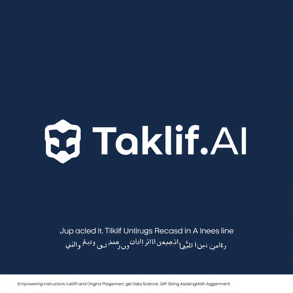 AI Design for Design a modern, tech-inspired logo for a startup called 'Taklif.AI.' The word 'Taklif' is Arabic for 'assignment.' our slogan is Empowering Instructors to Craft Unique and Original Programming, Data Science, and Math Assignments with LLMs