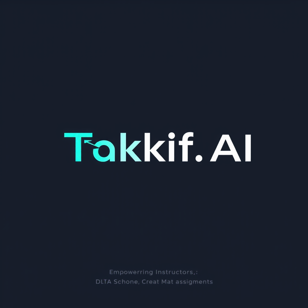 AI Design for Design a modern, tech-inspired logo for a startup called 'Taklif.AI.' The word 'Taklif' is Arabic for 'assignment.' our slogan is Empowering Instructors to Craft Unique and Original Programming, Data Science, and Math Assignments with LLMs