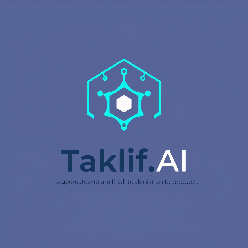 AI Design for Design a modern, tech-inspired logo for a startup called 'Taklif.AI.' The word 'Taklif' is Arabic for 'assignment.' our slogan is Empowering Instructors to Craft Unique and Original Programming, Data Science, and Math Assignments with LLMs
