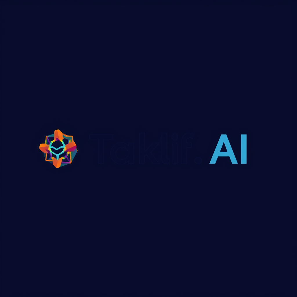 AI Design for Design a modern, tech-inspired logo for a startup called 'Taklif.AI.' The word 'Taklif' is Arabic for 'assignment.' our slogan is Empowering Instructors to Craft Unique and Original Programming, Data Science, and Math Assignments with LLMs