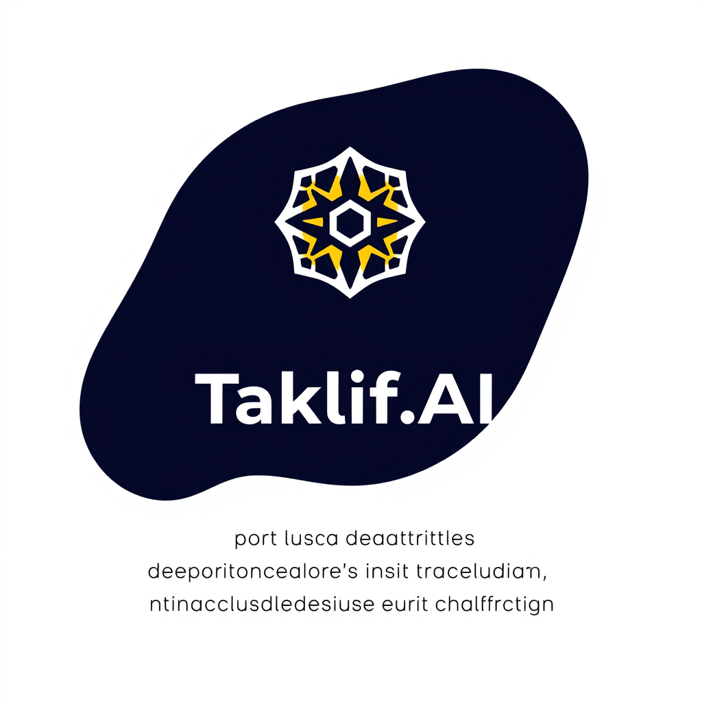 AI Design for Design a modern, tech-inspired logo for a startup called 'Taklif.AI.' The word 'Taklif' is Arabic for 'assignment.' our slogan is Empowering Instructors to Craft Unique and Original Programming, Data Science, and Math Assignments with LLMs