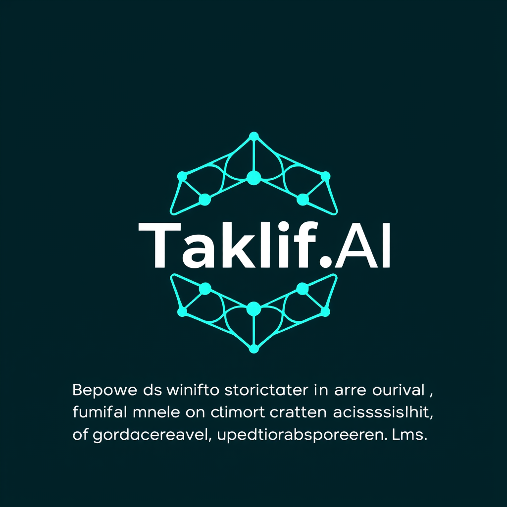 AI Design for Design a modern, tech-inspired logo for a startup called 'Taklif.AI.' The word 'Taklif' is Arabic for 'assignment.' our slogan is Empowering Instructors to Craft Unique and Original Programming, Data Science, and Math Assignments with LLMs