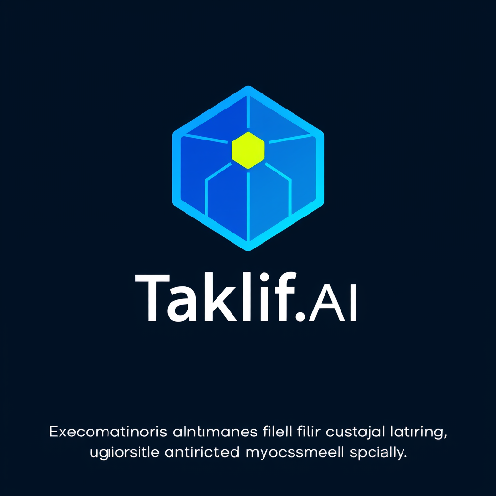 AI Design for Design a modern, tech-inspired logo for a startup called 'Taklif.AI.' The word 'Taklif' is Arabic for 'assignment.' our slogan is Empowering Instructors to Craft Unique and Original Programming, Data Science, and Math Assignments with LLMs
