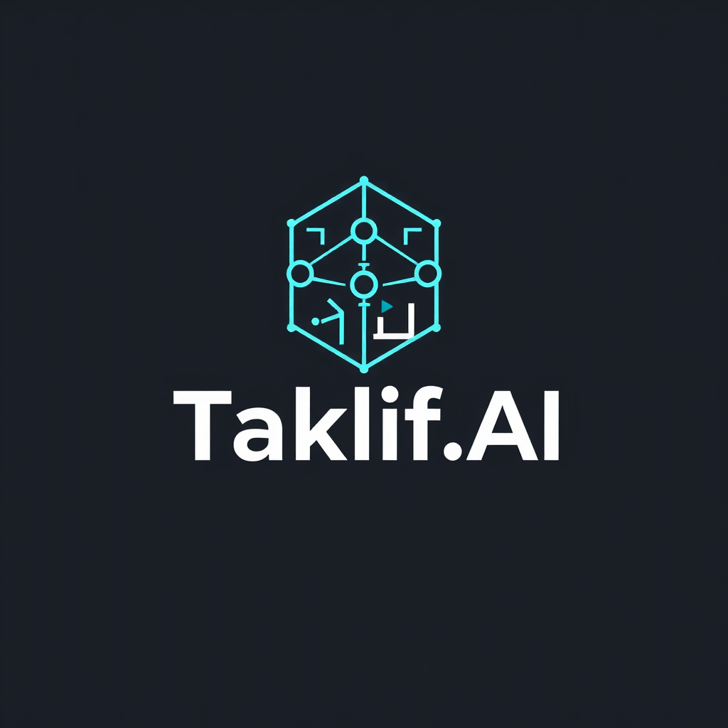 AI Design for Design a modern, tech-inspired logo for a startup called 'Taklif.AI.' The word 'Taklif' is Arabic for 'assignment.' our slogan is Empowering Instructors to Craft Unique and Original Programming, Data Science, and Math Assignments with LLMs