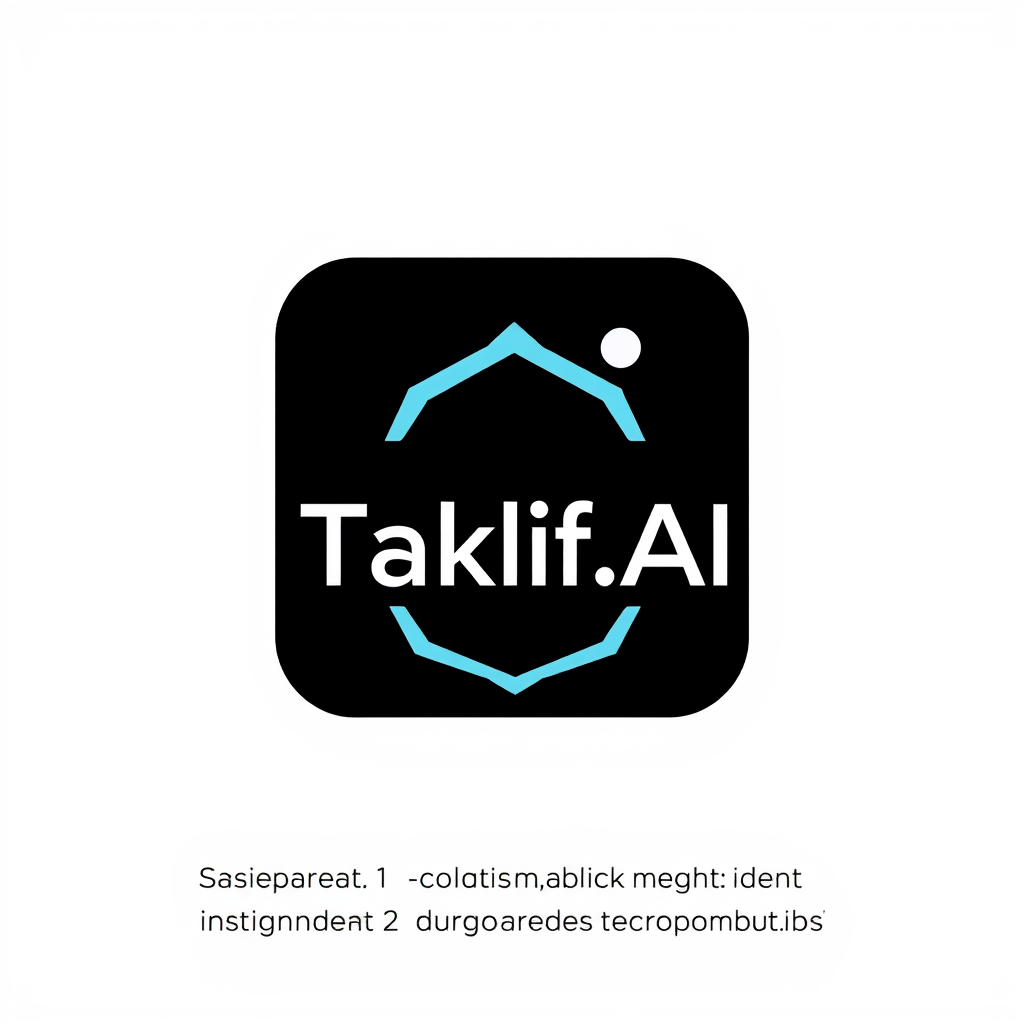 AI Design for Design a modern, tech-inspired logo for a startup called 'Taklif.AI.' The word 'Taklif' is Arabic for 'assignment.' our slogan is Empowering Instructors to Craft Unique and Original Programming, Data Science, and Math Assignments with LLMs
