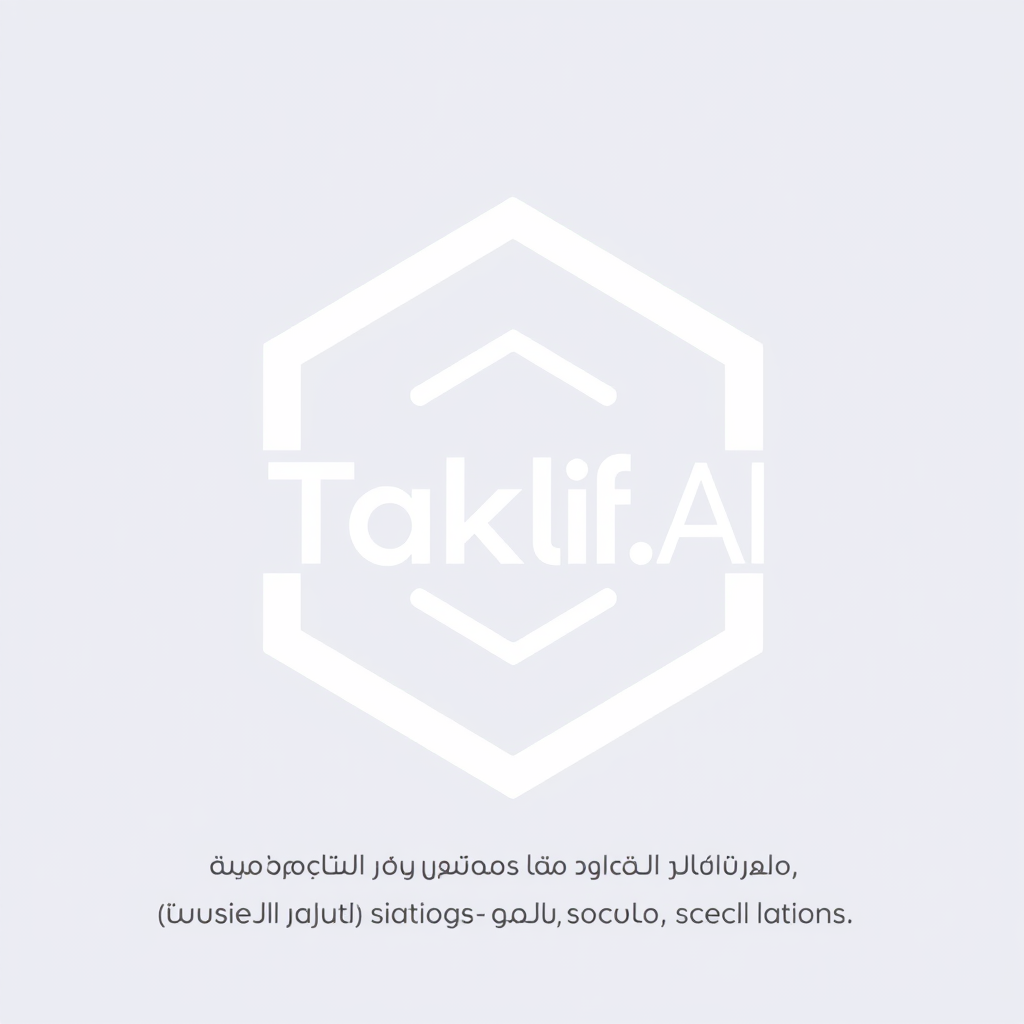 AI Design for Design a modern, tech-inspired logo for a startup called 'Taklif.AI.' The word 'Taklif' is Arabic for 'assignment.' our slogan is Empowering Instructors to Craft Unique and Original Programming, Data Science, and Math Assignments with LLMs