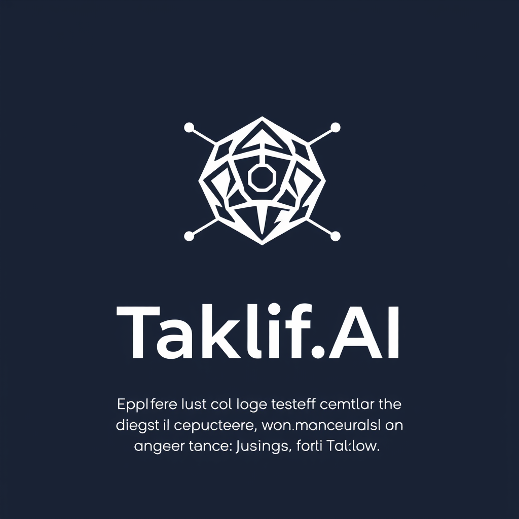 AI Design for Design a modern, tech-inspired logo for a startup called 'Taklif.AI.' The word 'Taklif' is Arabic for 'assignment.' our slogan is Empowering Instructors to Craft Unique and Original Programming, Data Science, and Math Assignments with LLMs