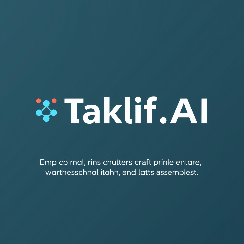 AI Design for Design a modern, tech-inspired logo for a startup called 'Taklif.AI.' The word 'Taklif' is Arabic for 'assignment.' our slogan is Empowering Instructors to Craft Unique and Original Programming, Data Science, and Math Assignments with LLMs