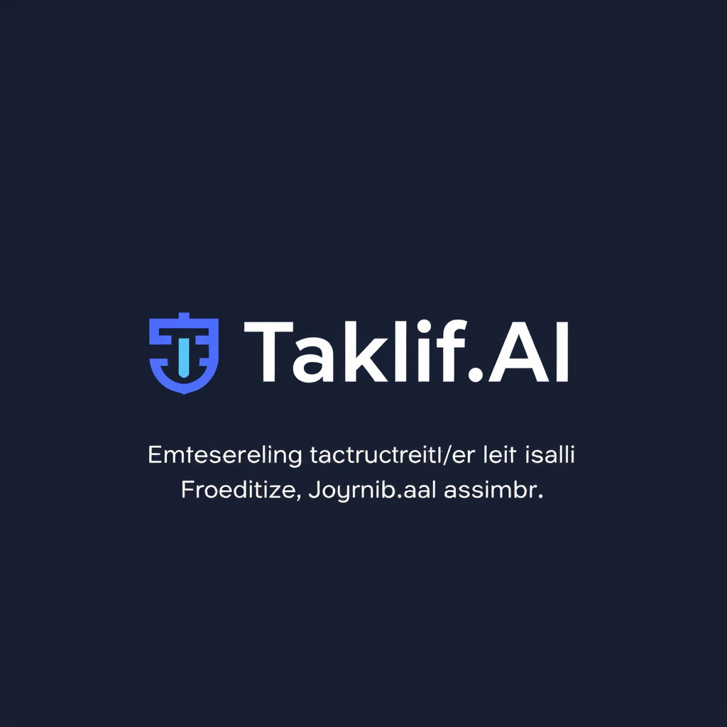 AI Design for Design a modern, tech-inspired logo for a startup called 'Taklif.AI.' The word 'Taklif' is Arabic for 'assignment.' our slogan is Empowering Instructors to Craft Unique and Original Programming, Data Science, and Math Assignments with LLMs
