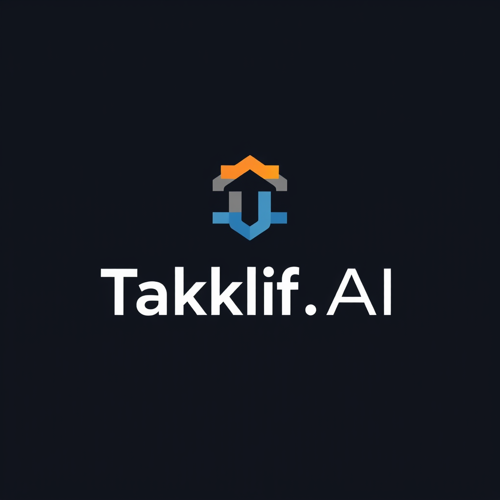 AI Design for Design a modern, tech-inspired logo for a startup called 'Taklif.AI.' The word 'Taklif' is Arabic for 'assignment.' try to make negative space with the name