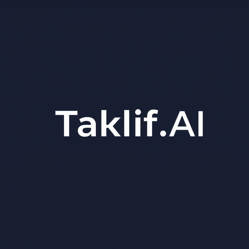 AI Design for Design a modern, tech-inspired logo for a startup called 'Taklif.AI.' The word 'Taklif' is Arabic for 'assignment.' Use clean lines, minimalist shapes, and a professional color scheme that reflects innovation, education, and technology.