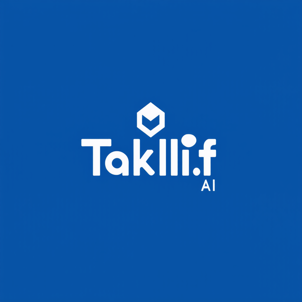AI Design for Design a modern, tech-inspired logo for a startup called 'Taklif.AI.' The word 'Taklif' is Arabic for 'assignment.' our slogan is Empowering Instructors to Craft Unique and Original Programming, Data Science, and Math Assignments with LLMs