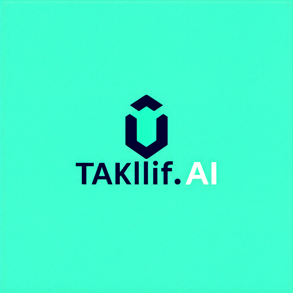AI Design for Design a modern, tech-inspired logo for a startup called 'Taklif.AI.' The word 'Taklif' is Arabic for 'assignment.' our slogan is Empowering Instructors to Craft Unique and Original Programming, Data Science, and Math Assignments with LLMs