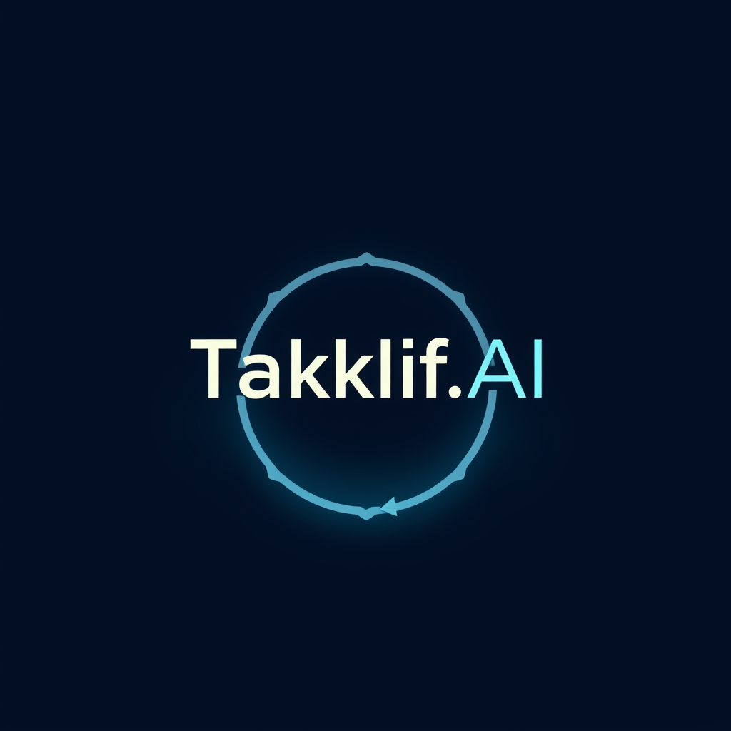 AI Design for Design a modern, tech-inspired logo for a startup called 'Taklif.AI.' The word 'Taklif' is Arabic for 'assignment.' Use clean lines, minimalist shapes, and a professional color scheme that reflects innovation, education, and technology.